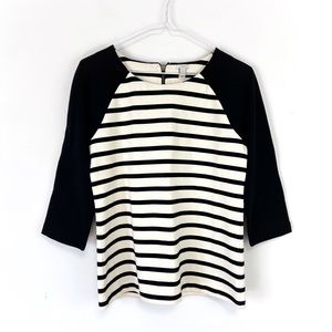 J. CREW Women Boatneck Striped 3/4 Sleeve Top